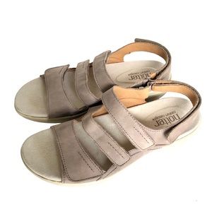 Hotter Sandals Beige Suede Velcro Straps